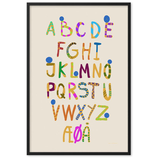 Fun Alphabet Framed Poster - Danish | HiPosterShop