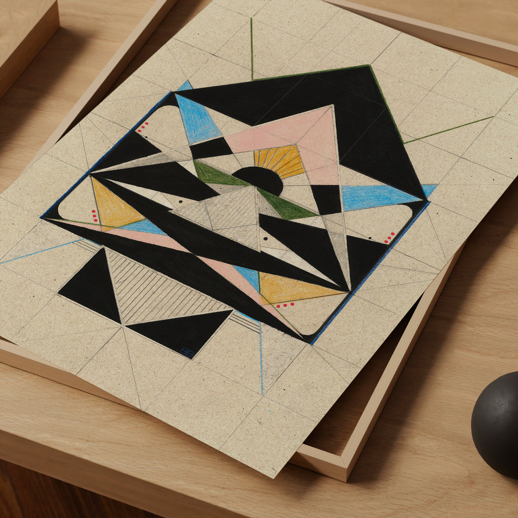 Geometric abstract design on a textured surface