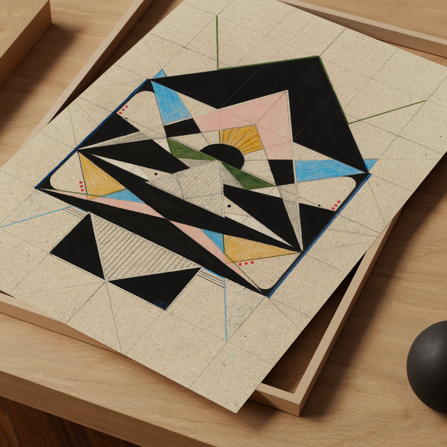 Geometric abstract design on a textured surface