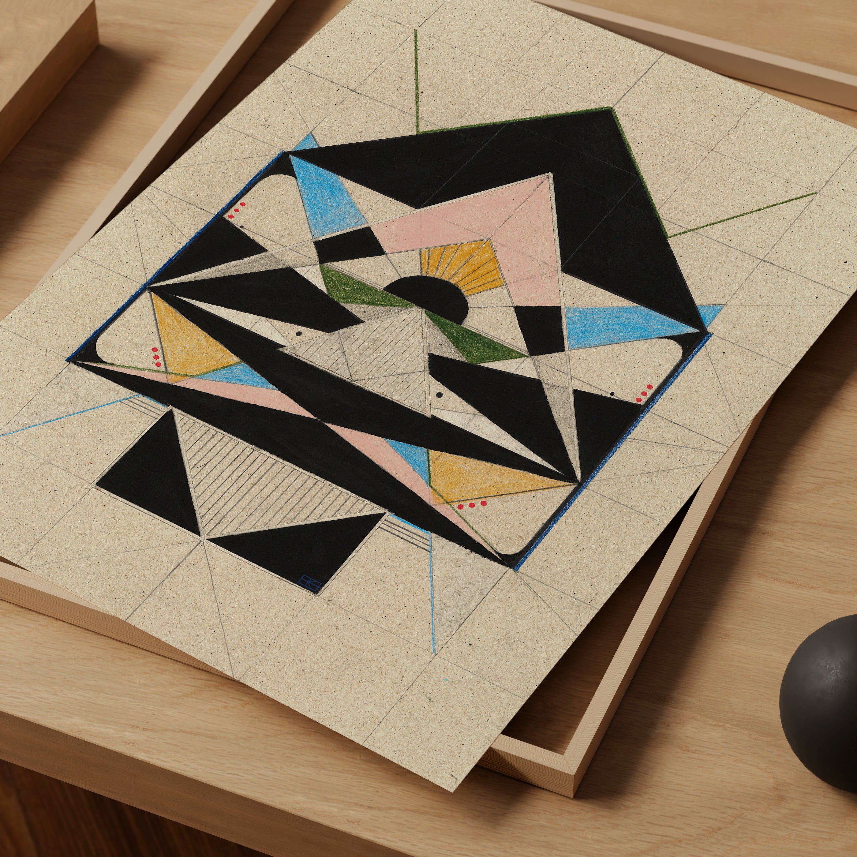 Geometric abstract design on a textured surface