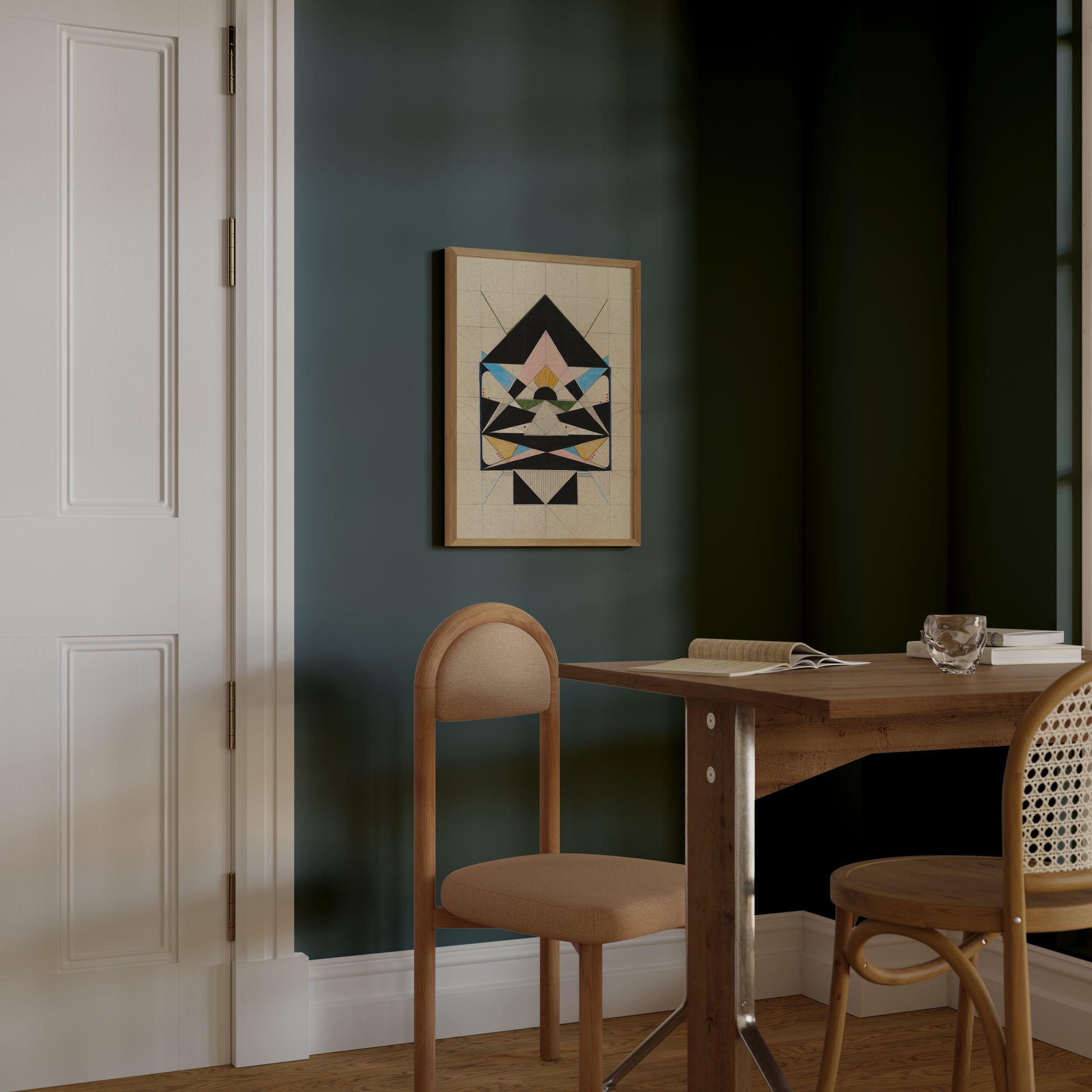 The spaceship arrow I used linoleum paint and Faber-Castell colors. Museum-quality
