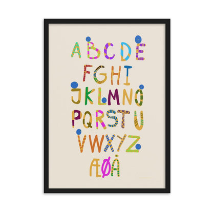 Fun Alphabet Framed Poster - Danish