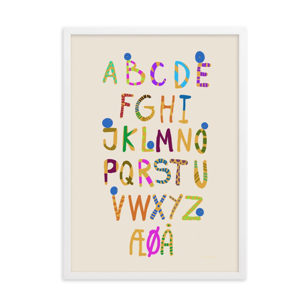 Fun Alphabet Framed Poster - Danish | HiPosterShop