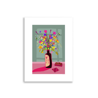 Flowers And Wine Poster