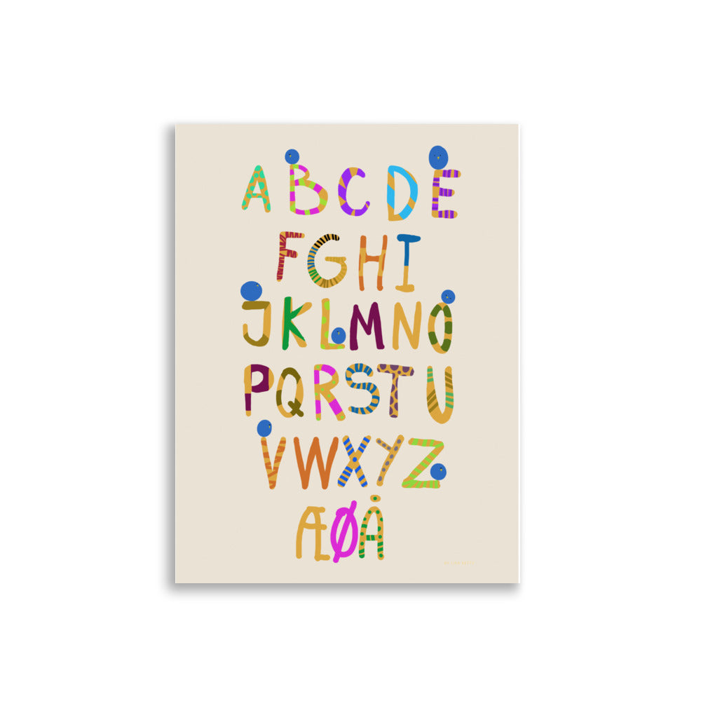 Fun Alphabet Poster - Danish - HiPosterShop
