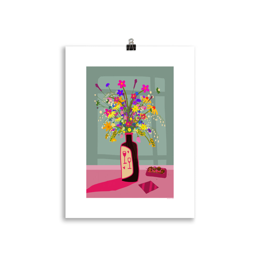 Flowers And Wine Poster