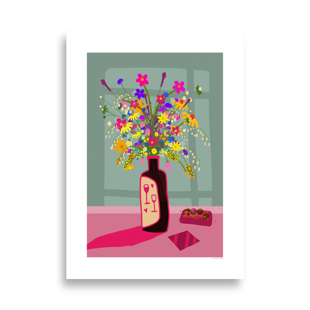 Flowers And Wine Poster - HiPosterShop