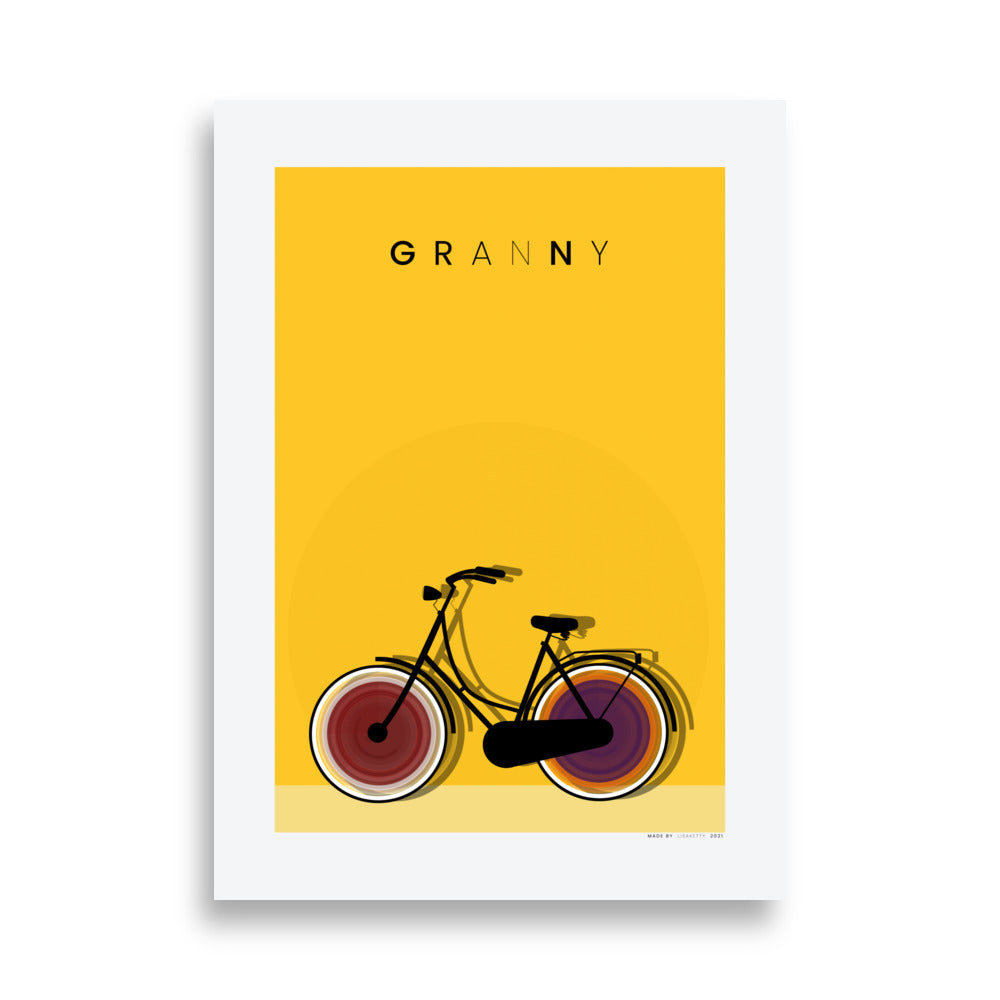 Granny Cycling Poster - HiPosterShop