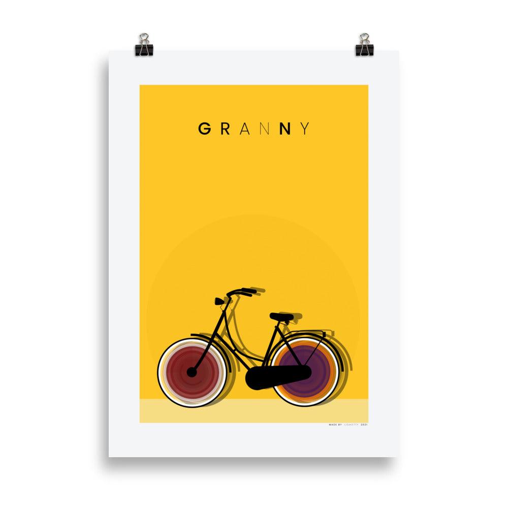 Granny Cycling Poster | HiPosterShop