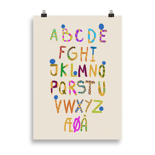 Fun Alphabet Poster - Danish | HiPosterShop