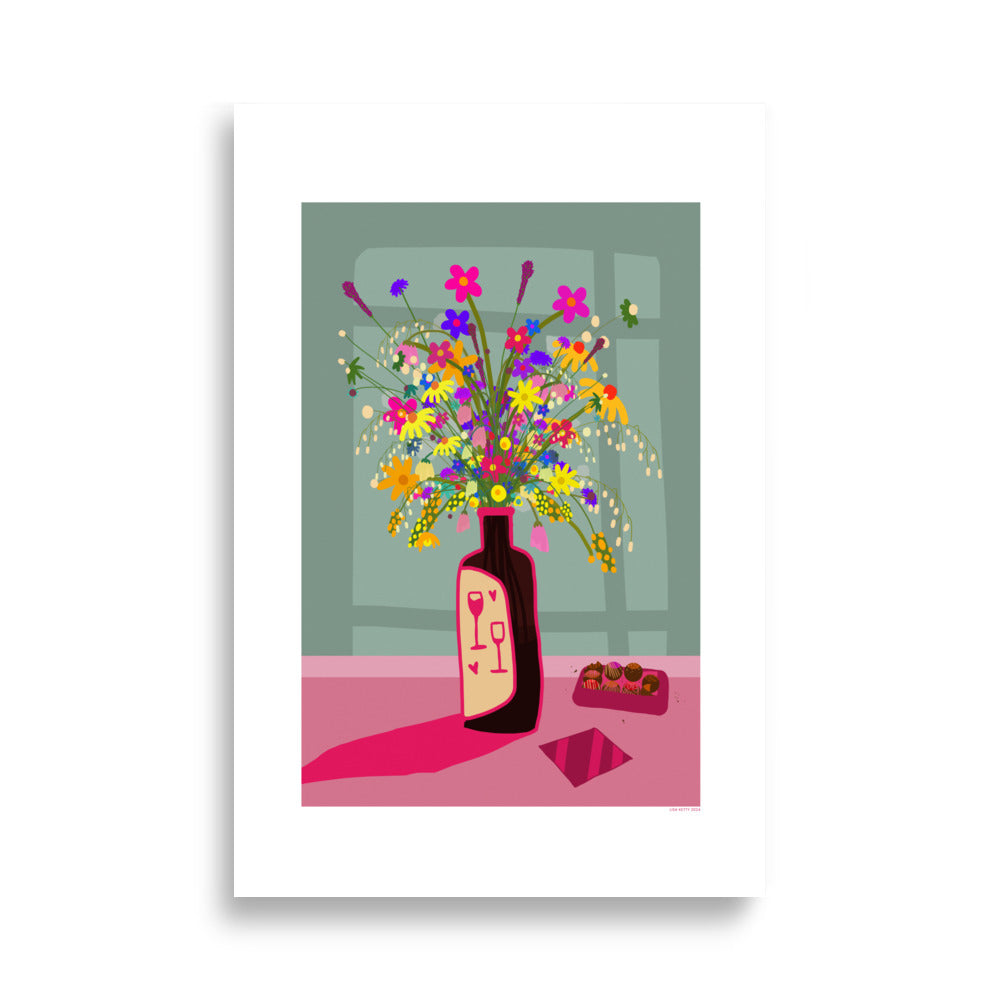 Flowers And Wine Poster - HiPosterShop