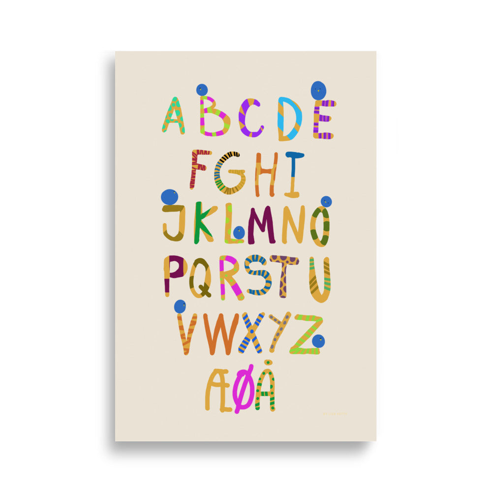 Fun Alphabet Poster - Danish - HiPosterShop