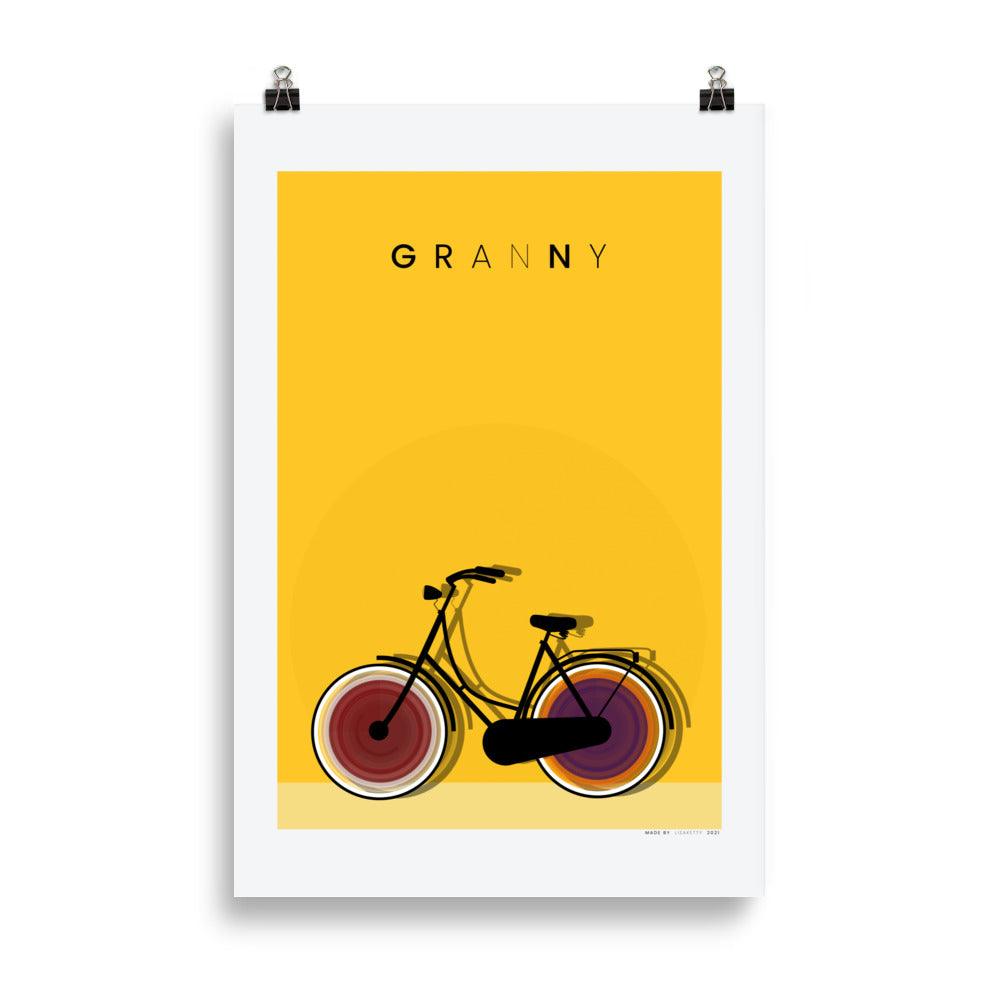 Granny Cycling Poster | HiPosterShop
