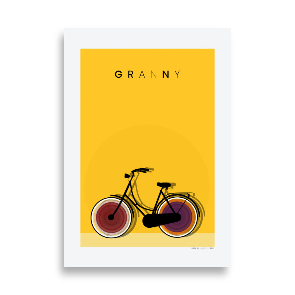 Granny Cycling Poster - HiPosterShop