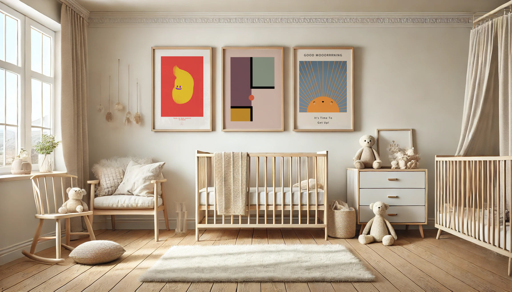 Kids room 3 posters on wall