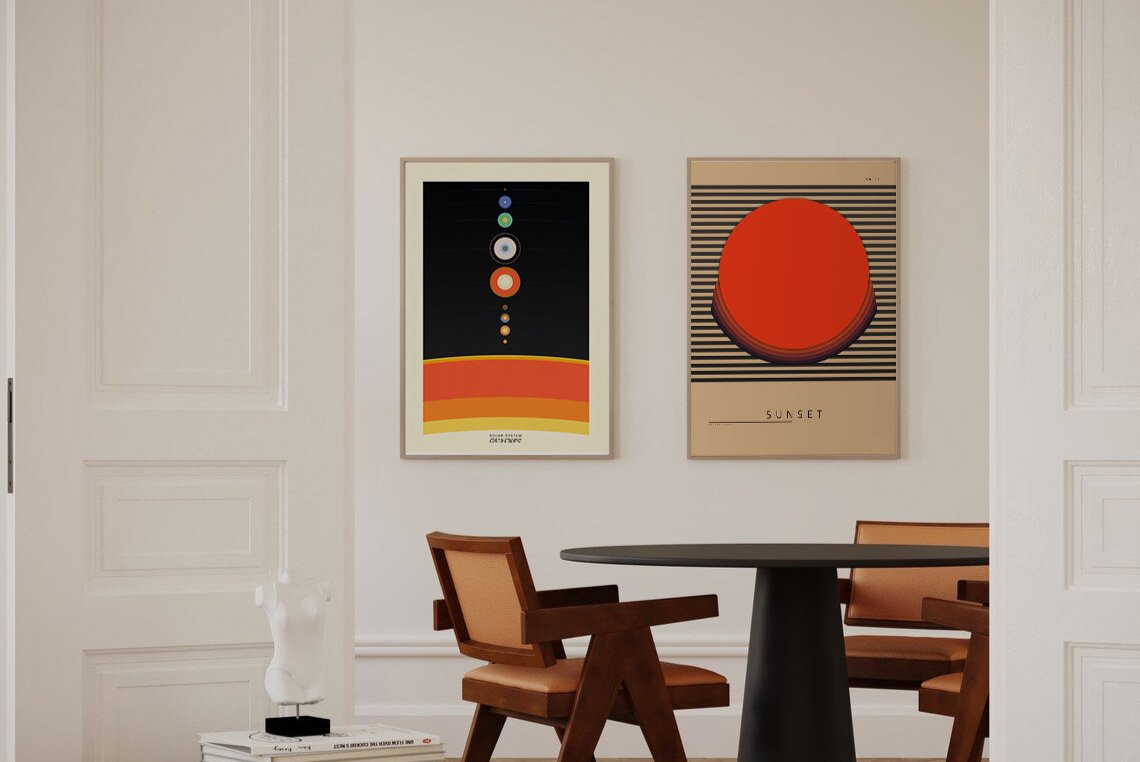 The solar system and sunset in the living room, from HiPosterShop