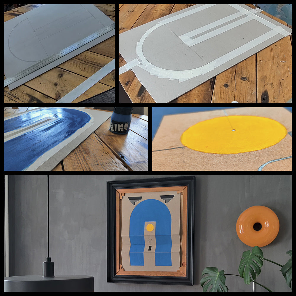 Professional cardboard painting technique demonstration